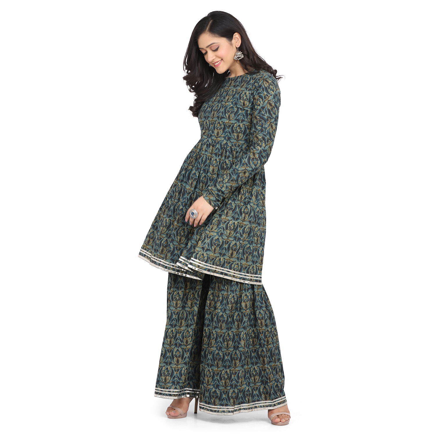 Shaily 8009 Party Wear Floral Printed Ethnic Wear Kurti With Sharara Latest Collection